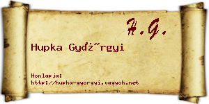 Hupka Györgyi névjegykártya